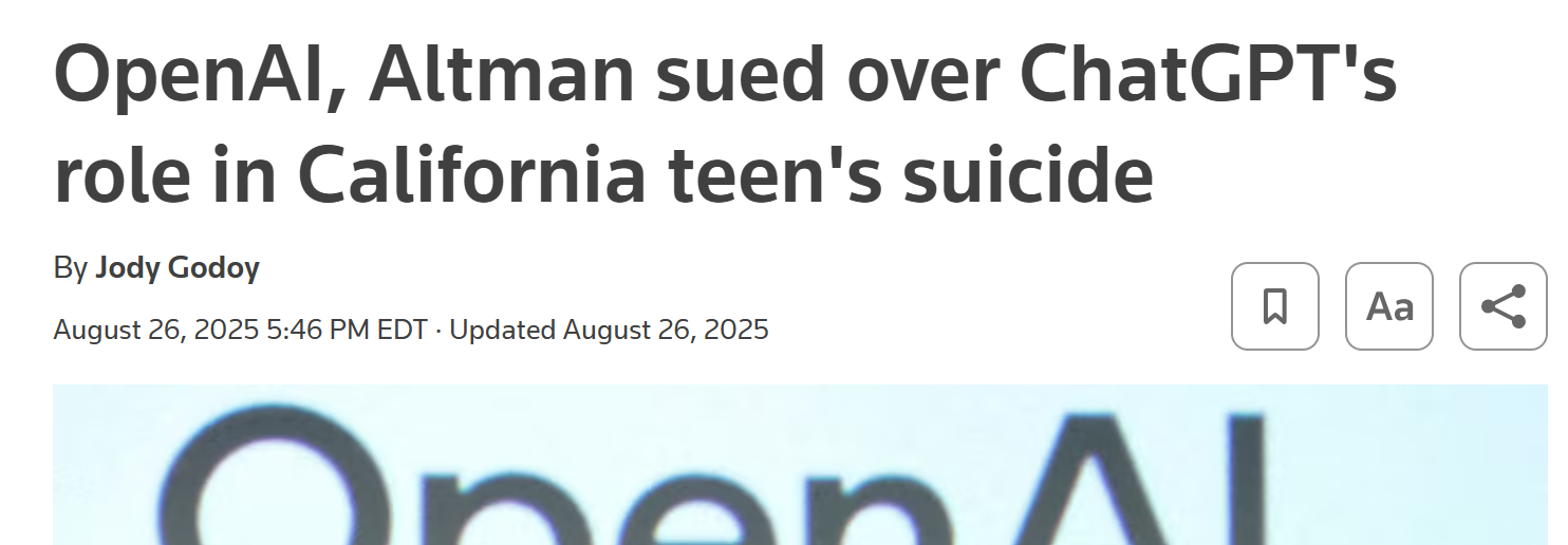 OpenAI, Altman sued over ChatGPT's role in California teen's suicide