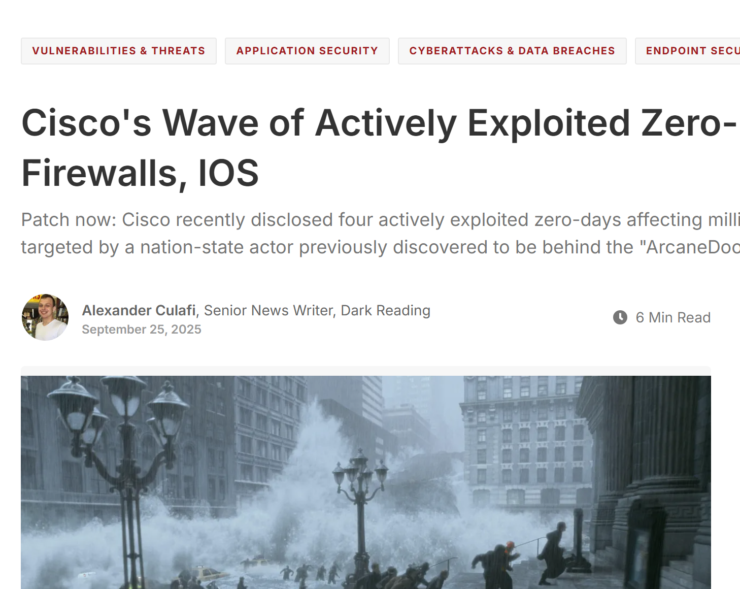 Cisco's Wave of Actively Exploited Zero-Day Bugs Targets Firewalls, IOS
