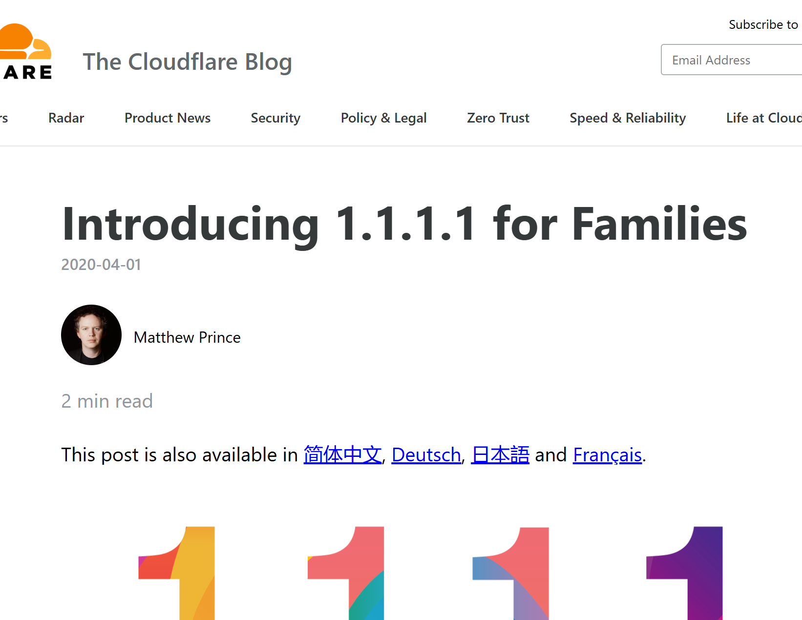 Introducing 1.1.1.1 for Families