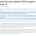 Extended Security Updates (ESU) program for Windows 10
