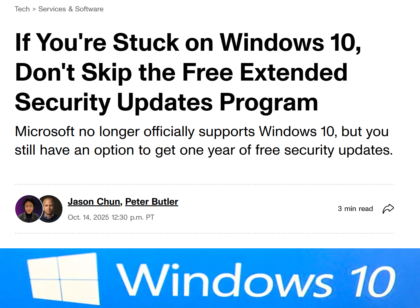 If You're Stuck on Windows 10, Don't Skip the Free Extended Security Updates Program