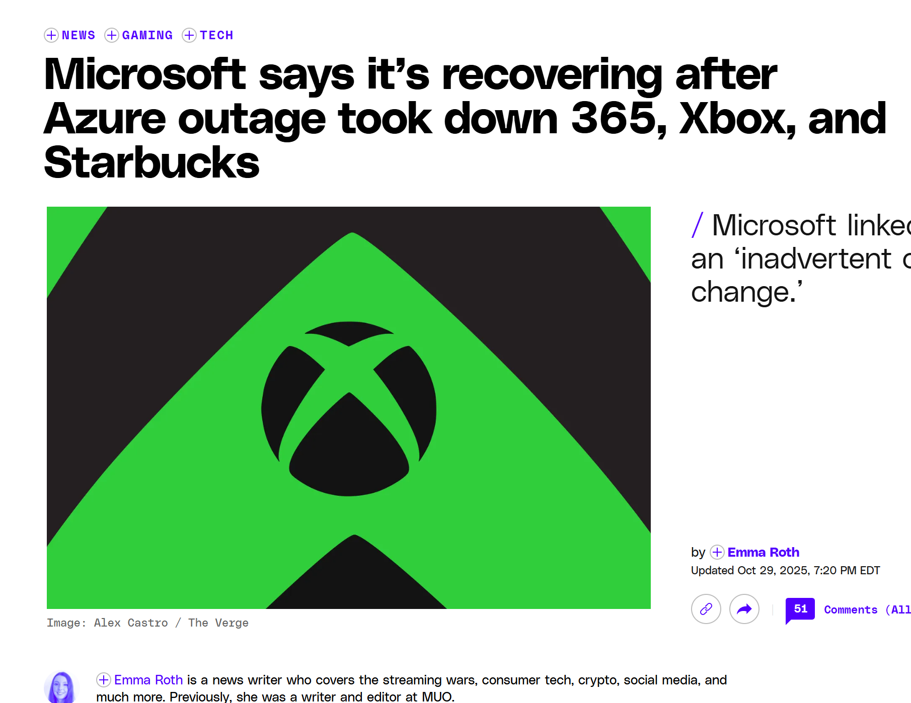 Microsoft says it’s recovering after Azure outage took down 365, Xbox, and Starbucks