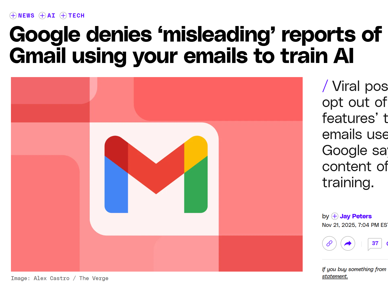 Google denies ‘misleading’ reports of Gmail using your emails to train AI