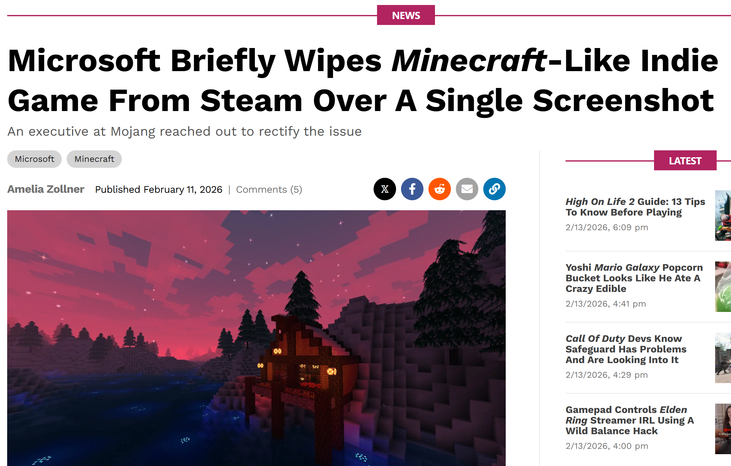 Microsoft Briefly Wipes Minecraft-Like Indie Game From Steam Over A Single Screenshot