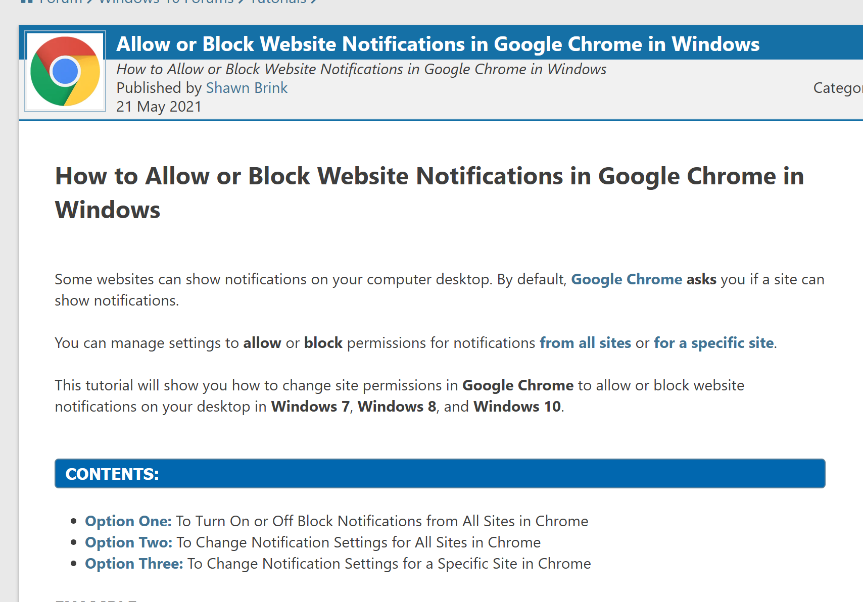 How to Allow or Block Website Notifications in Google Chrome in Windows