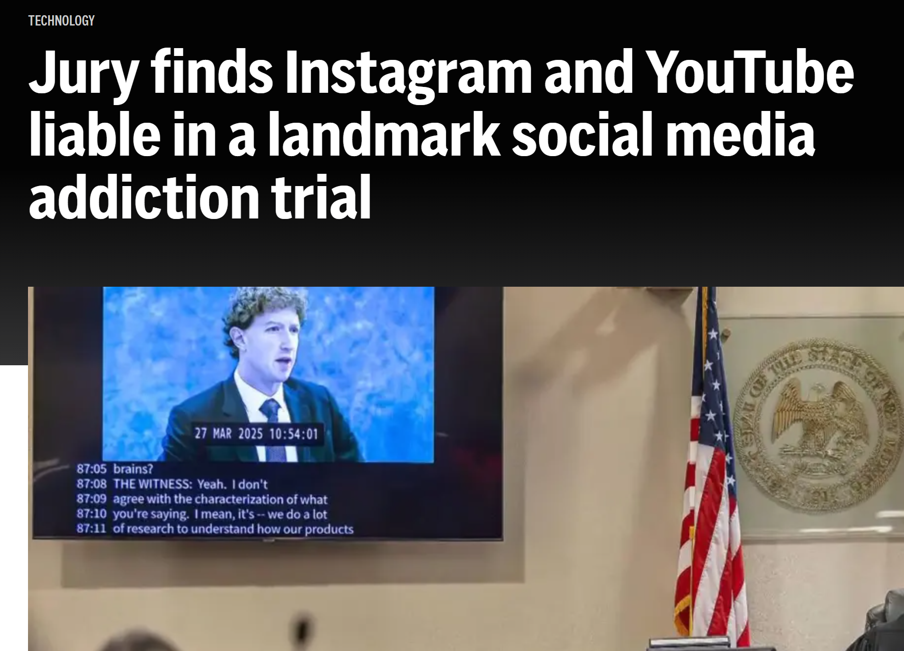 Jury finds Instagram and YouTube liable in a landmark social media addiction trial