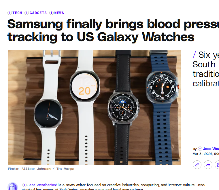 Samsung finally brings blood pressure tracking to US Galaxy Watches