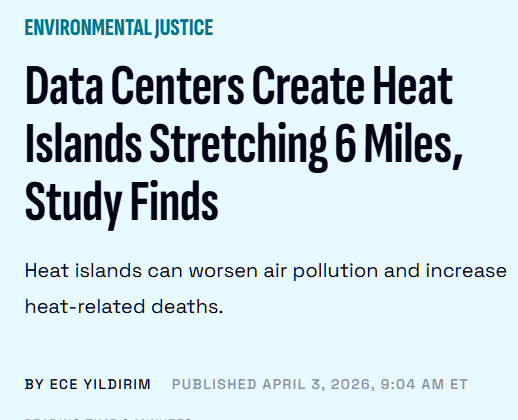 Data Centers Create Heat Islands Stretching 6 Miles, Study Finds