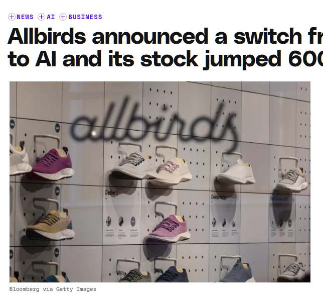 Allbirds announced a switch from shoes to AI and its stock jumped 6_ - [www.theverge.com]