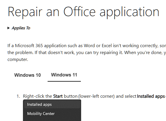 Repair an Office application - Microsoft Support