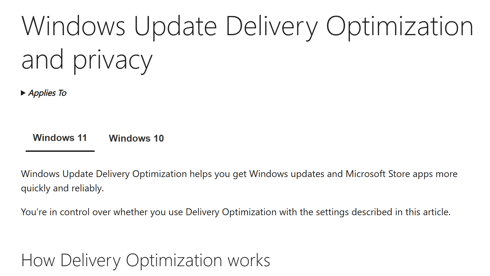 Windows Update Delivery Optimization