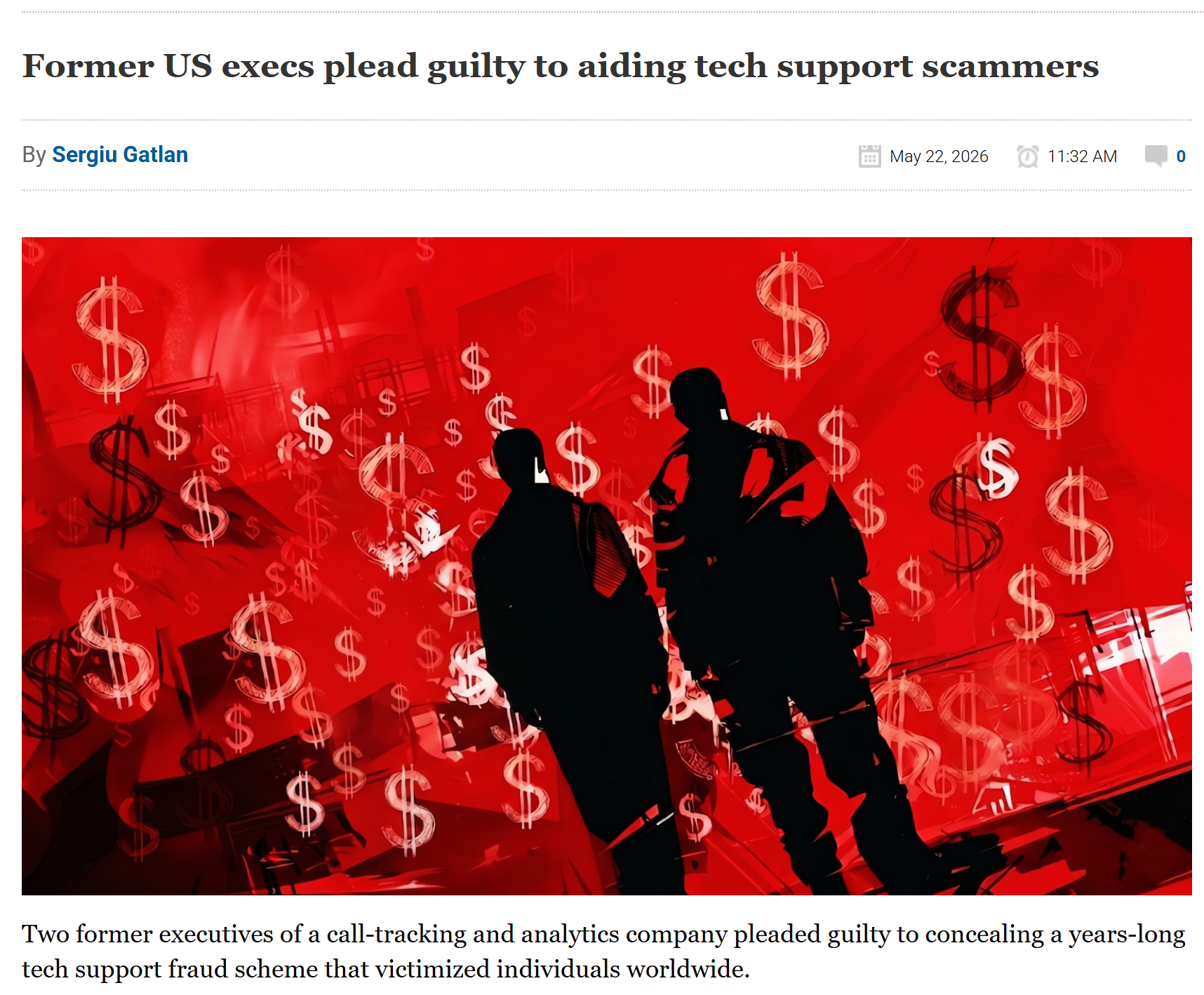 Former US execs plead guilty to aiding tech support scammers [Bleeping Computer]