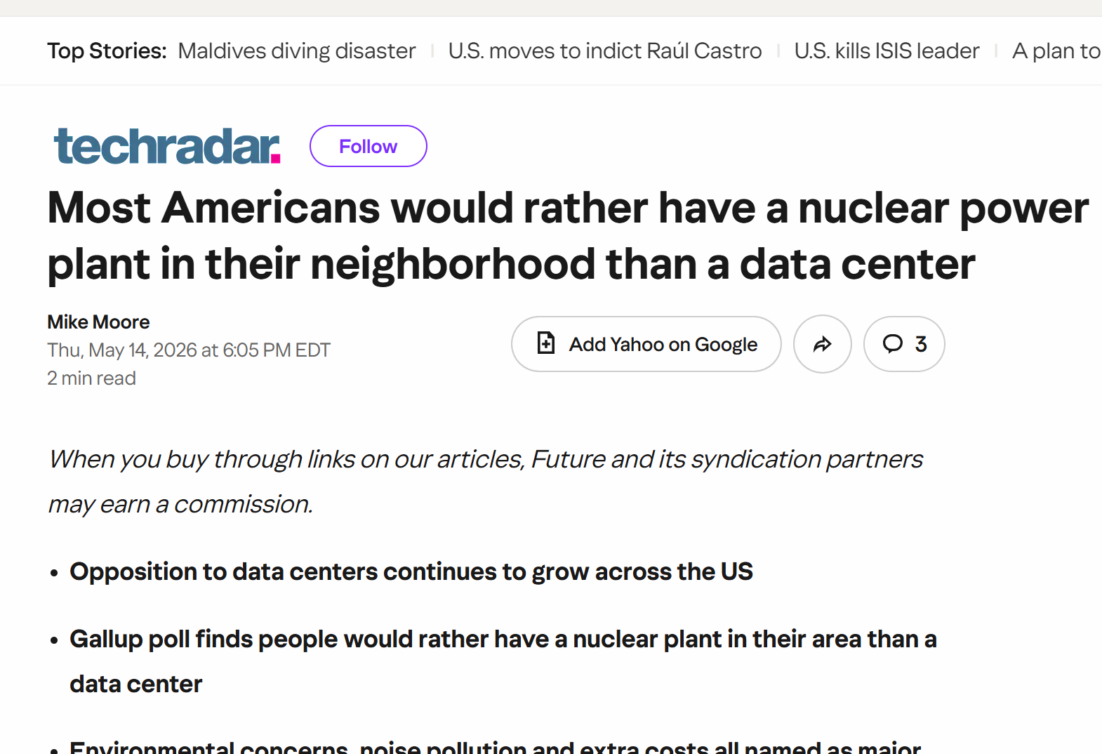 Most Americans would rather have a nuclear power plant in their neighborhood than a data center